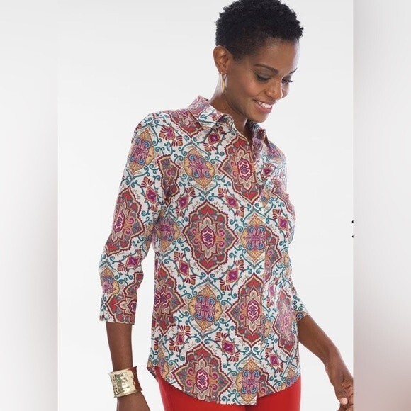 Medallion Button-Back Blouse Size 4 - Picture 1 of 4